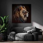 Tableau deco lion fond noir