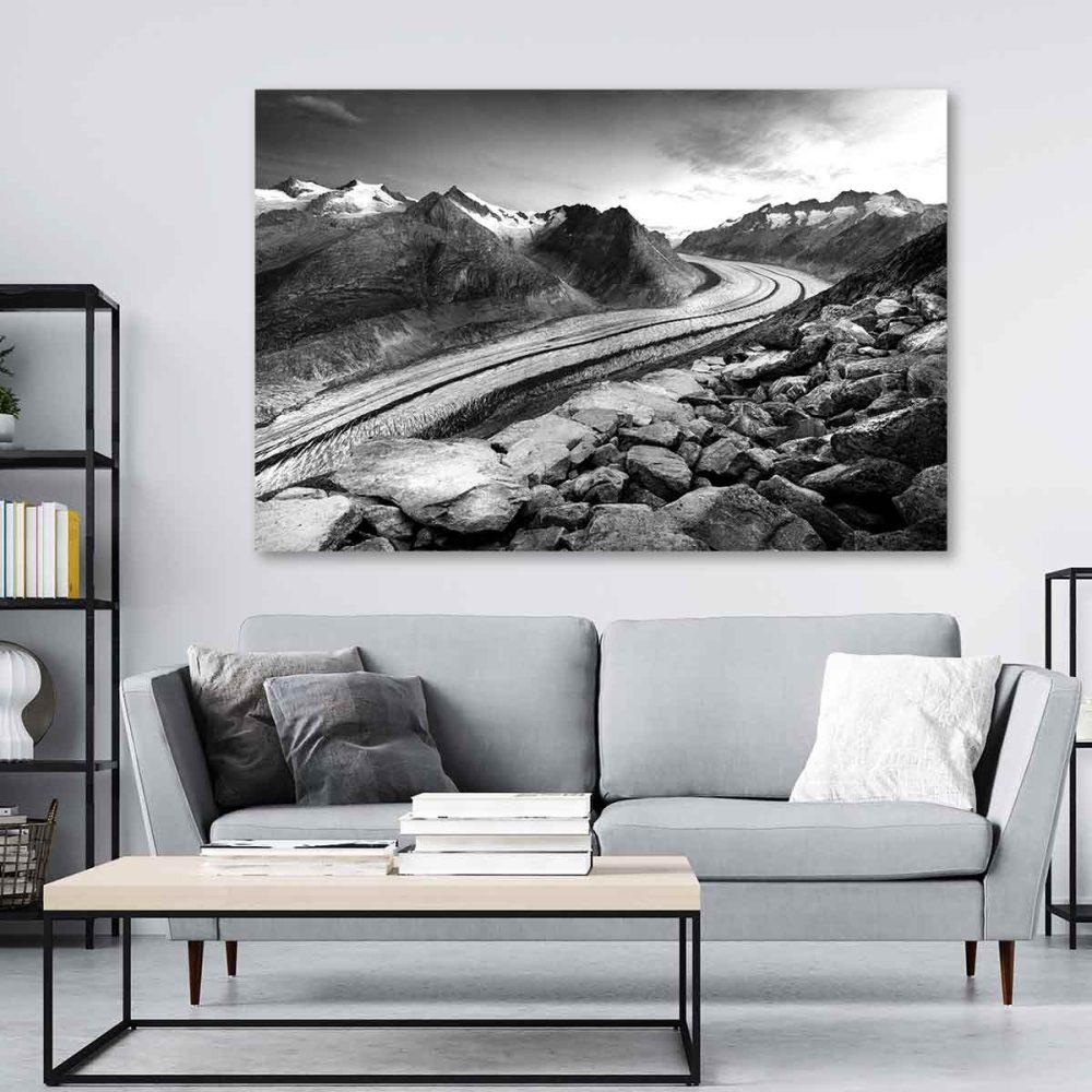 Cadre montagne noir et blanc