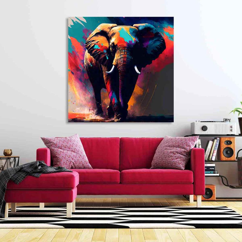 Tableau déco éléphant couleur Tableau déco éléphant couleur