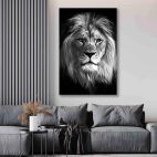 Tableau déco lion noir et blanc