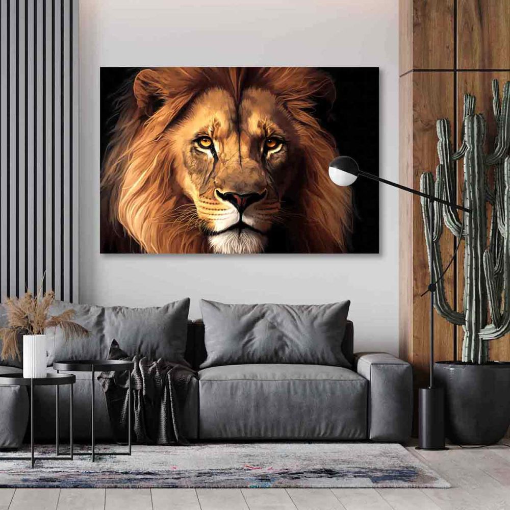 Tableau mural lion couleur