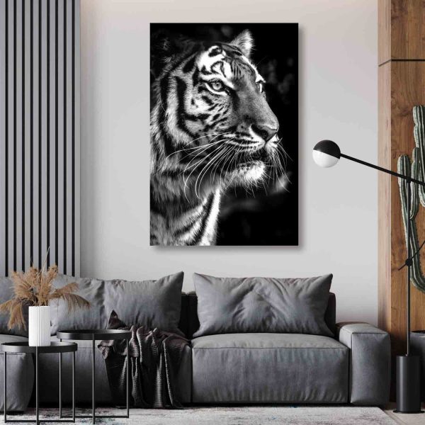 Tableau tigre noir et blanc