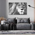 Toile lion noir et blanc