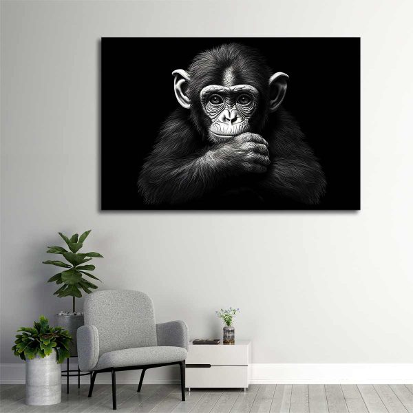Cadre singe noir et blanc