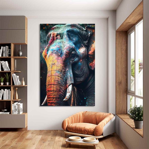 Tableau éléphant couleur