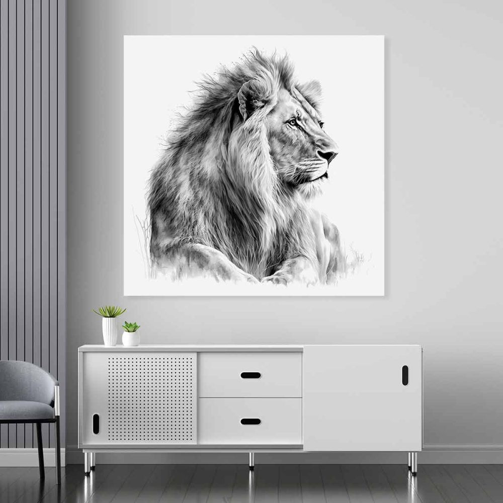 Toile lion noir et blanc Toile lion noir et blanc