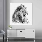 Toile lion noir et blanc