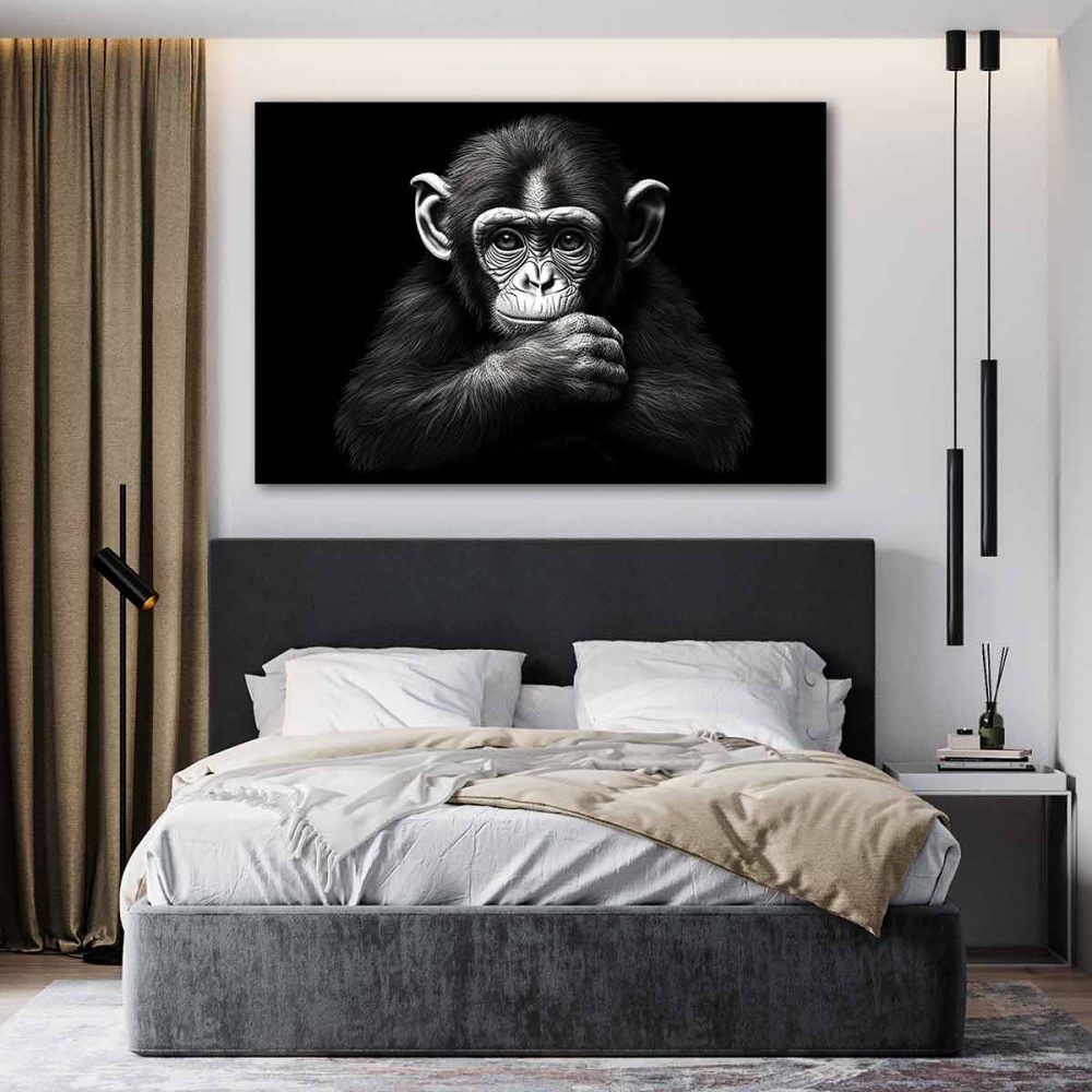 Tableau singe noir et blanc Tableau singe noir et blanc
