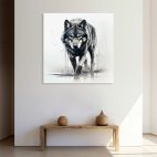 Tableau loup noir et blanc