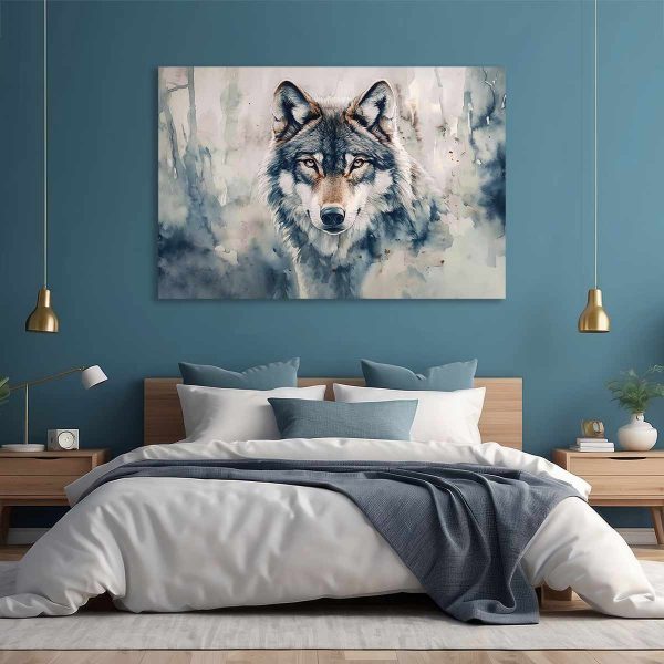 Cadre loup aquarelle