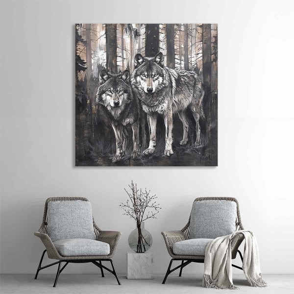 Tableau loup décoration
