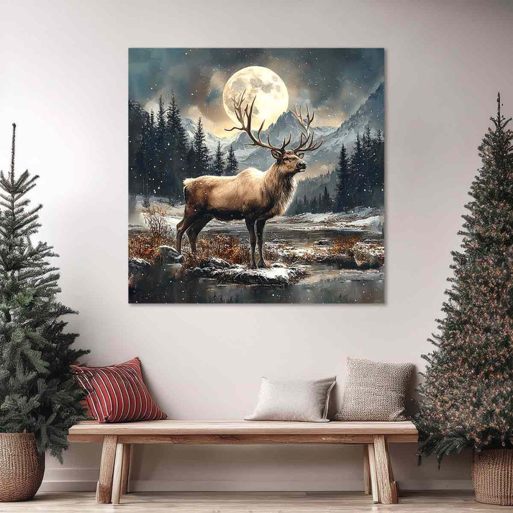 Cadre de noël-Cerf forêt Cadre de noël-Cerf forêt