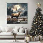 Tableau de noël-Cerf forêt