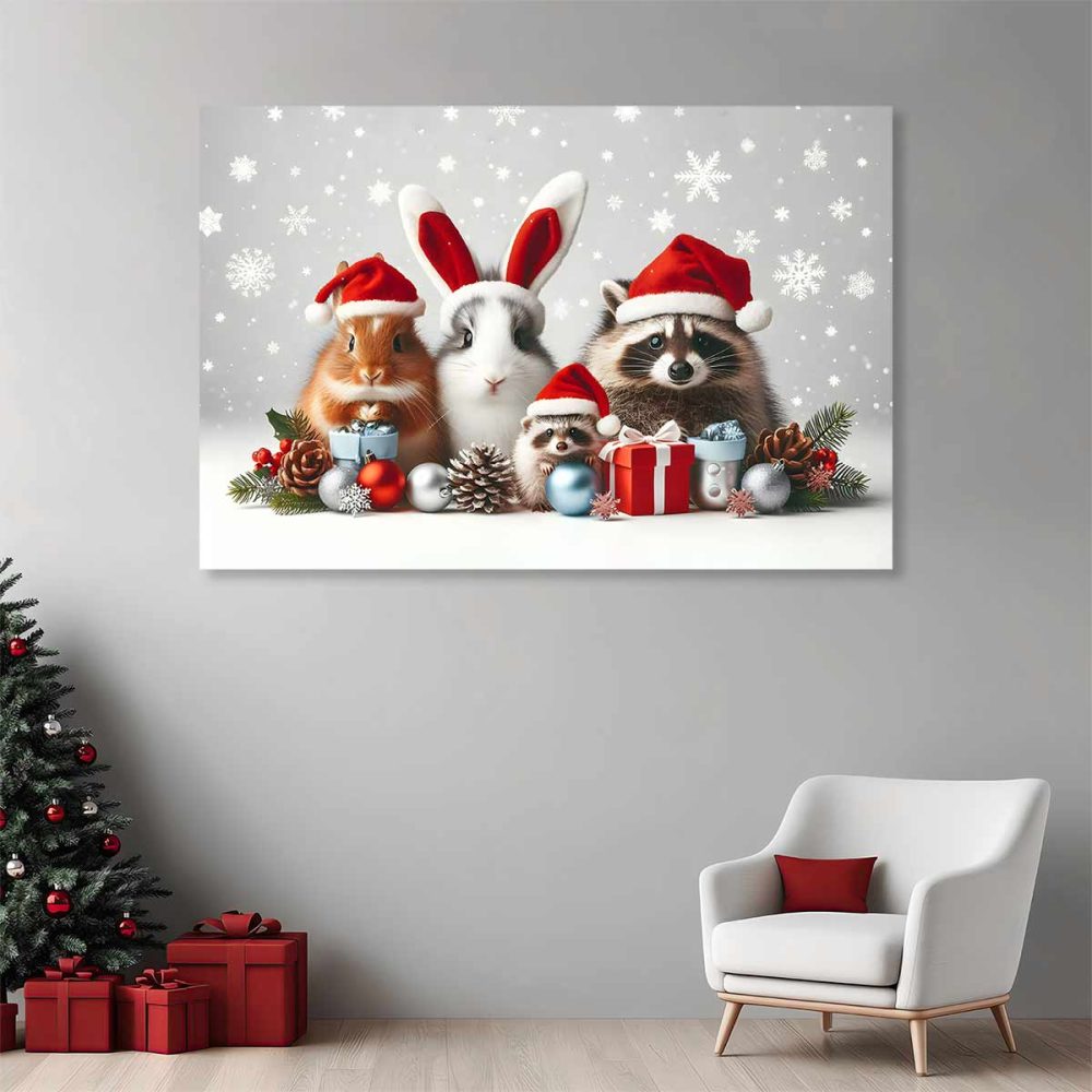 Toile de Noël-animaux fun Toile de Noël-animaux fun