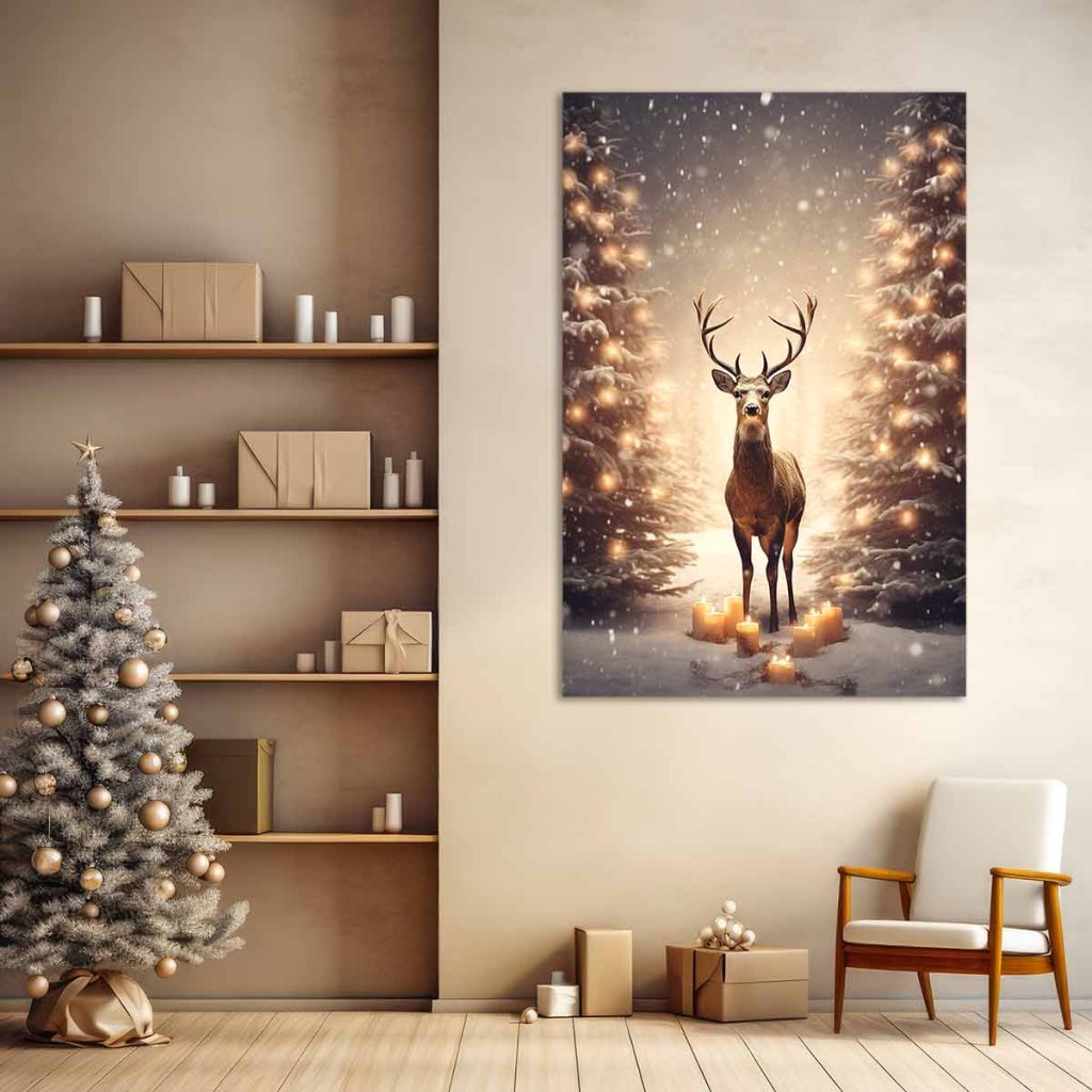 Toile de Noël cerf