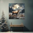 Toile de noël-Cerf forêt