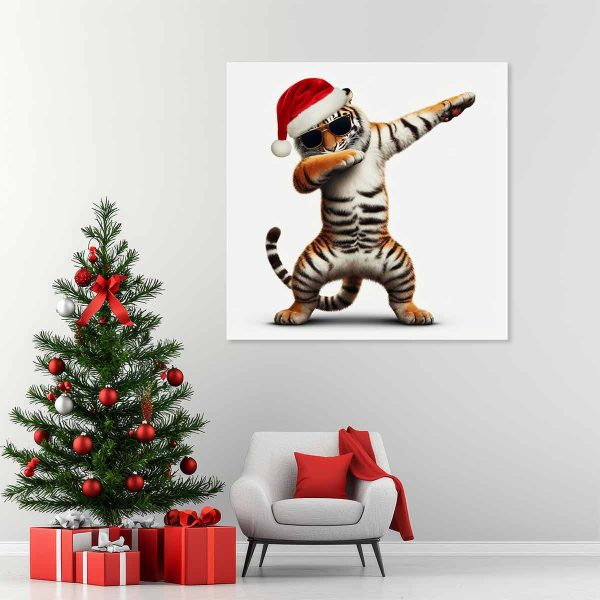 Toile de Noël-Tigre fun