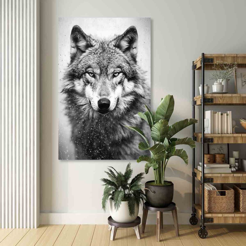Tableau loup-Noir et blanc Tableau loup-Noir et blanc