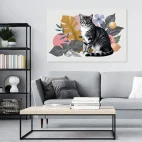 Tableau chat fleur
