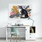 Tableau chat fleur