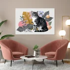 Tableau chat fleur