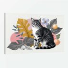 Tableau chat fleur