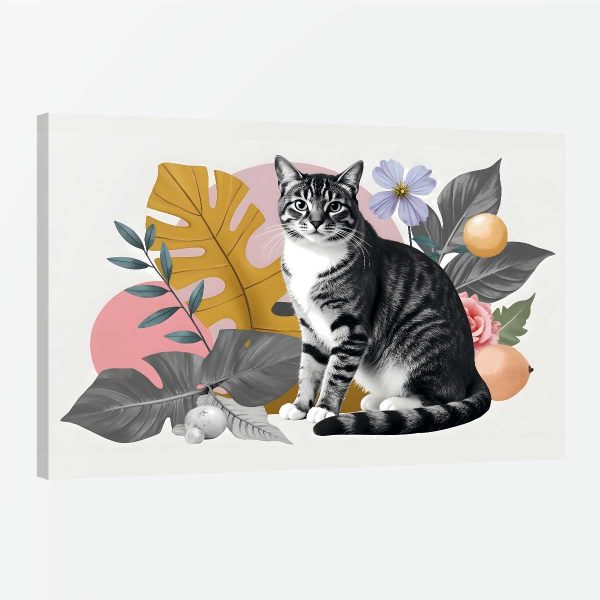 Tableau chat fleur