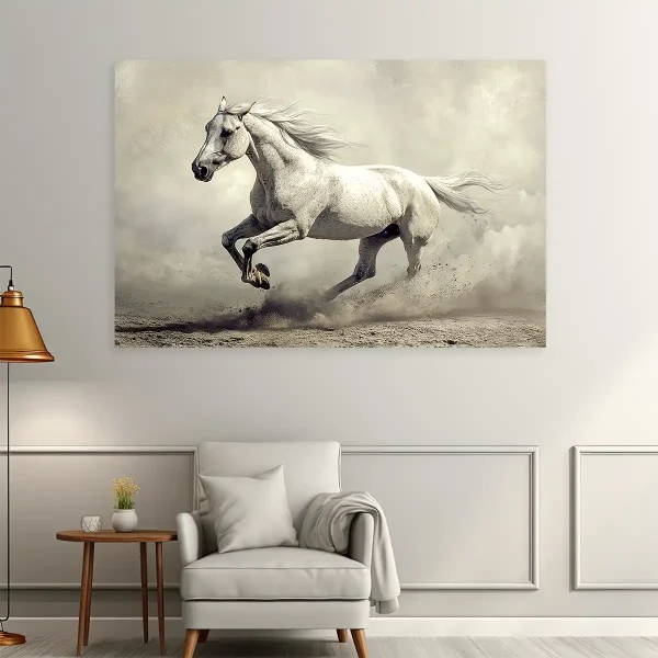 Tableau cheval blanc sauvage