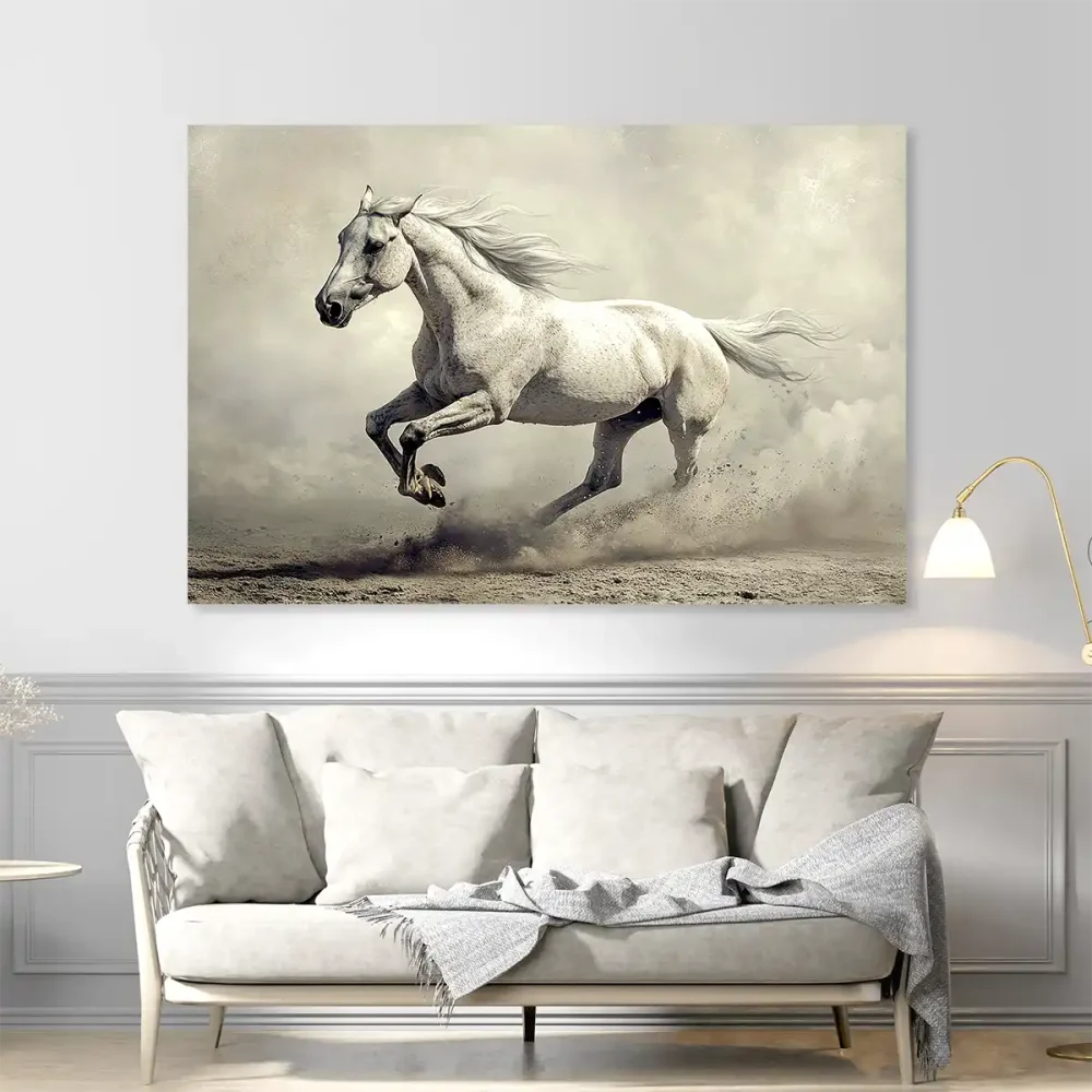 Tableau cheval blanc sauvage Tableau cheval blanc sauvage