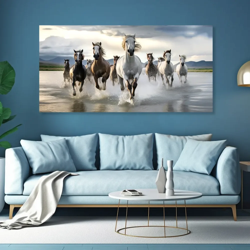 Tableau cheval troupeau galop Tableau cheval troupeau galop