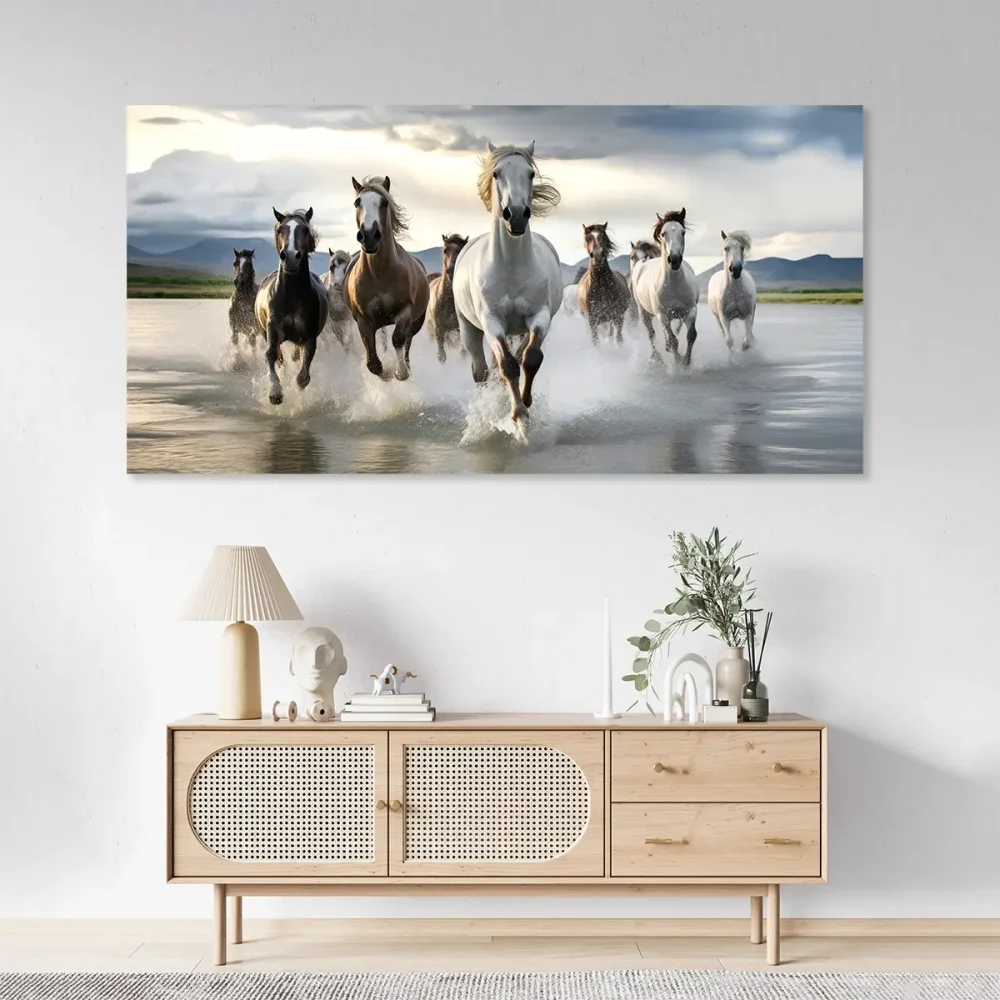 Tableau cheval troupeau galop Tableau cheval troupeau galop