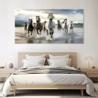 Tableau cheval troupeau galop