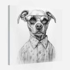 Tableau chien - noir et blanc
