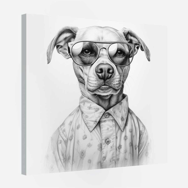 Tableau chien - noir et blanc
