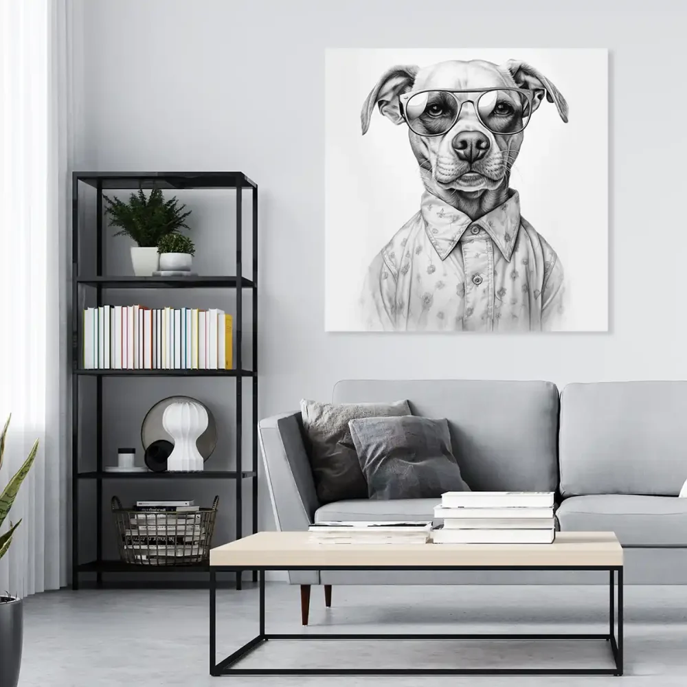 Tableau chien - noir et blanc Tableau chien - noir et blanc