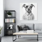 Tableau chien - noir et blanc