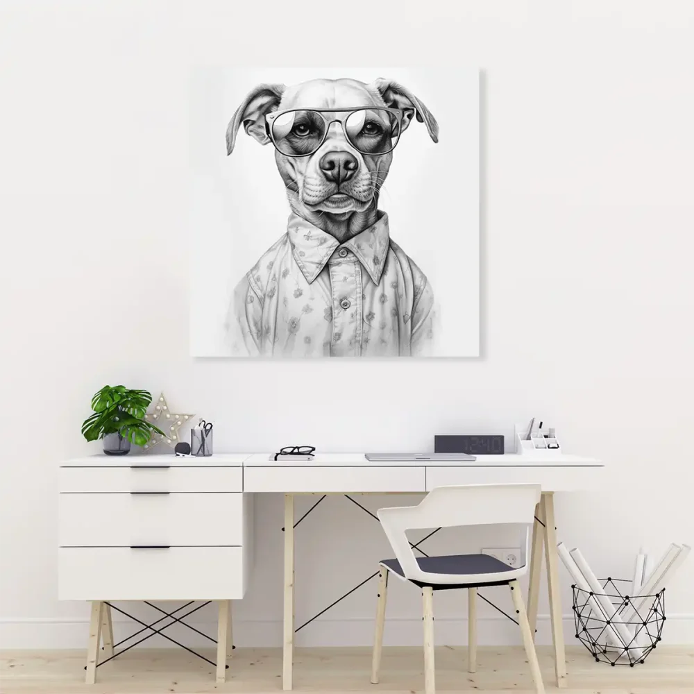 Tableau chien - noir et blanc Tableau chien - noir et blanc