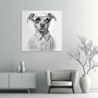 Tableau chien - noir et blanc