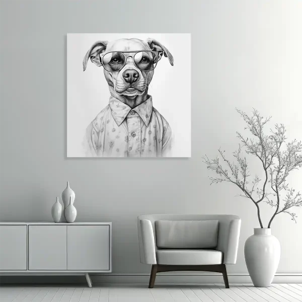 Tableau chien - noir et blanc