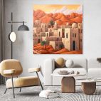 Tableau oriental paysage village