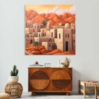 Tableau oriental paysage village