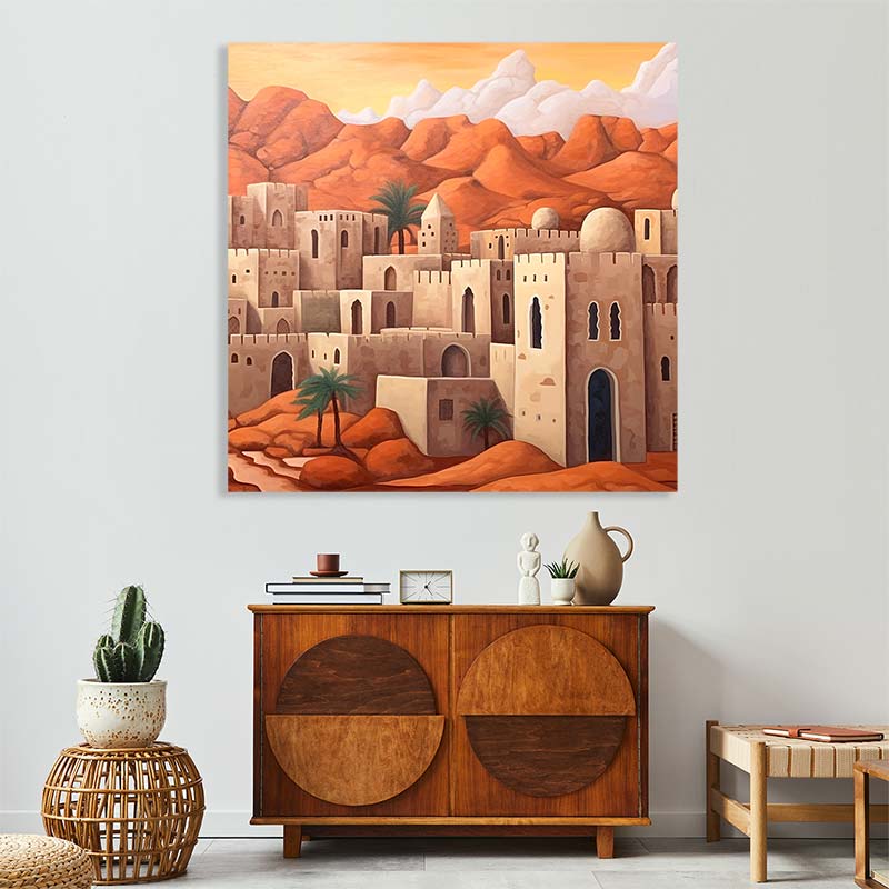 Tableau oriental paysage village Tableau oriental paysage village