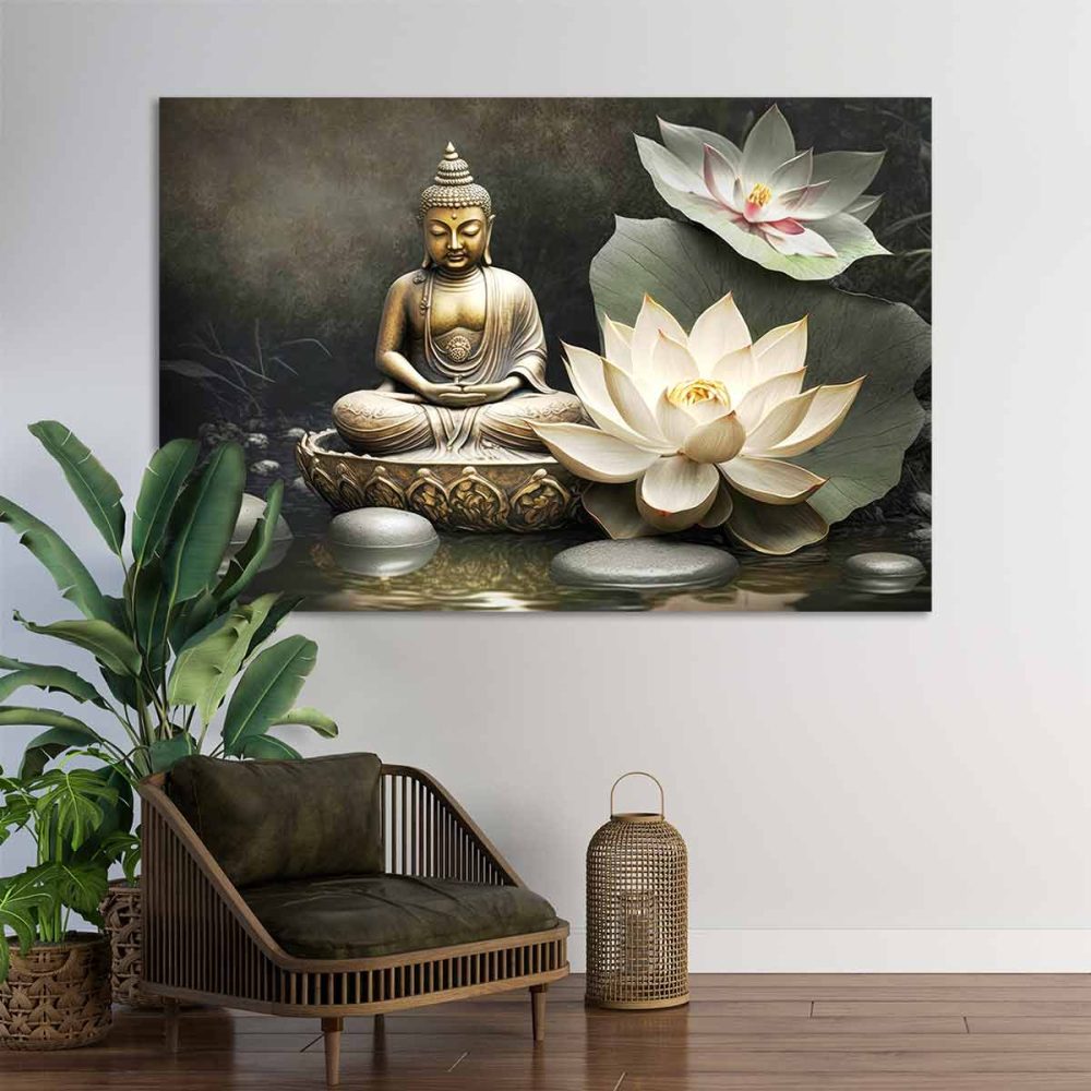 Tableau zen-Bouddha fleur Tableau zen-Bouddha fleur