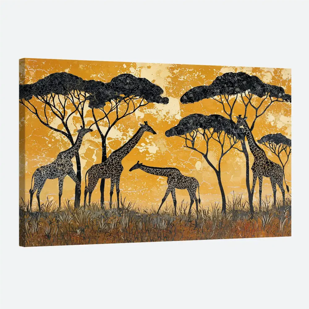 Tableau africain girafes Tableau africain girafes