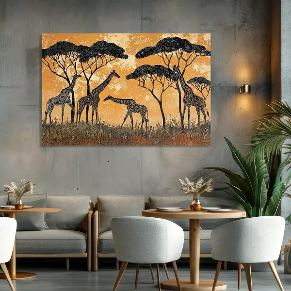 Tableau africain girafes