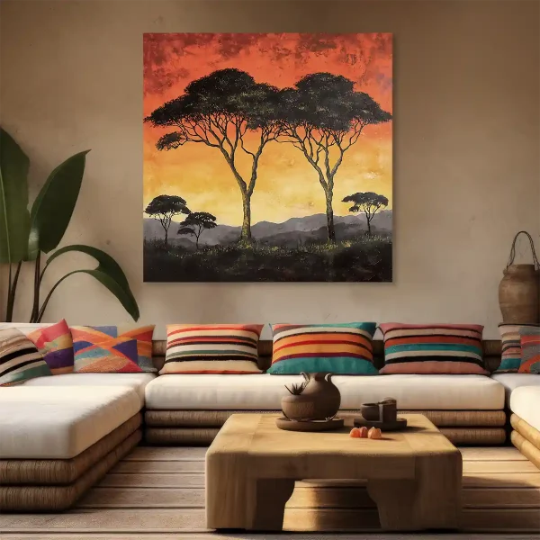 Tableau africain paysage