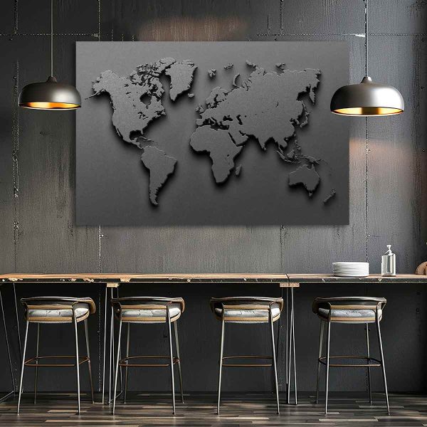 tableau carte du monde noir