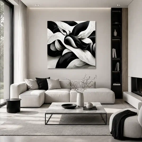 tableau abstrait noir et blanc