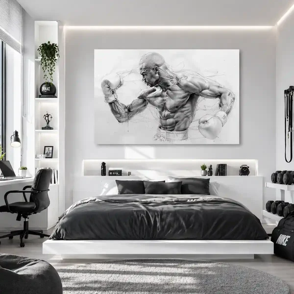 tableau boxe noir et blanc