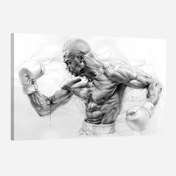 tableau boxe noir et blanc